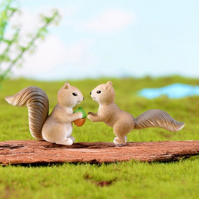 4Pcs Mini Squirrel Garden Ornament DIY Miniature Fairy Micro Miniatures CraP2