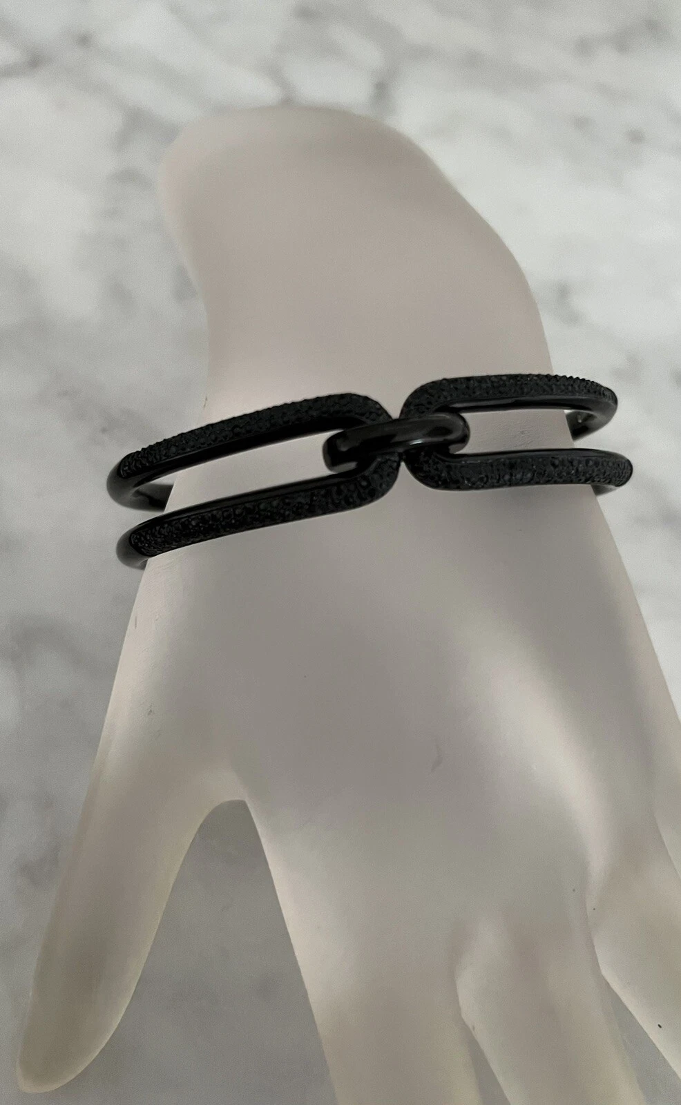 Michael Kors Bracciale Polsino Dual Link Smalto Nero Finto Marcasite