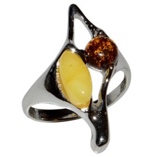 3.29g Authentic Baltic Amber 925 Sterling Silver Ring Jewelry N-A7369A s.7