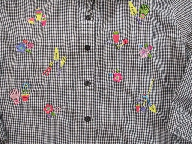 Camisa Breckenridge Mujer 2X Negra Cuadros Bordada Manga Media Algodón Foto 3 de 4