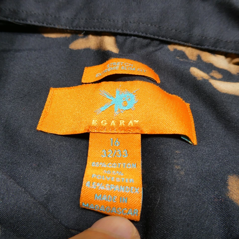 Camisa Egara Talla 16 32/33 Negra Beige Patrón Mancha Vestido Abotonado Informal Foto 2 de 4