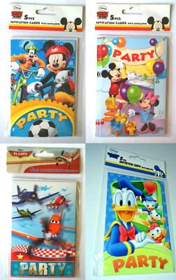 5 KINDER DISNEY PARTY EINLADUNGSKARTEN & ENVS Mickey MINNIE Goofy DONALD Flugzeuge