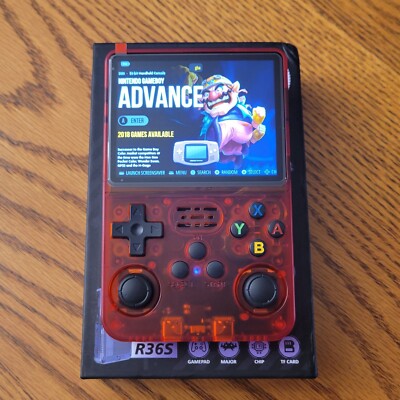 R36S Retro Handheld Console Linux System 3.5 Inch IPS Screen - Red - !! 128GB !!