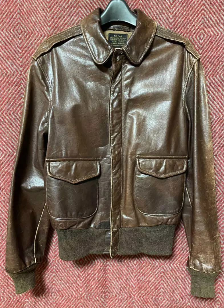 AVIREX A-2 Leather Jacket Blouson Men 36 Dark Brown Biker Vintage 