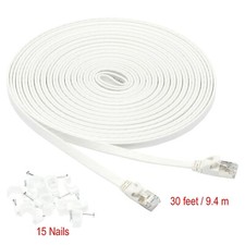 Amazon Basics RJ45 Cat 7 Ethernet Patch Cable Flat 600MHz Snagless White