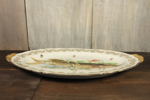 Vintage French LIMOGES Porcelain Fish Platter Gold Gilding ULIM Serving Dish - Picture 11 of 14