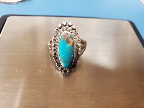 NATIVE AMERICA RING - NATURAL TURQUOISE - STERLING SILVER - BEAUTIFUL