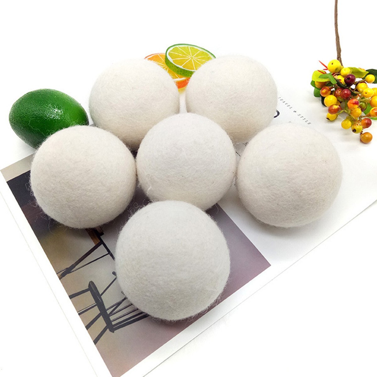 6X Reusable Wool Tumble Dryer Balls Home Natural Laundry Pactical Clean