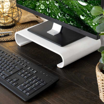 Support Moniteur En Bois Navaris Avec Rangement - Réhausseur écran PC - 45835.02