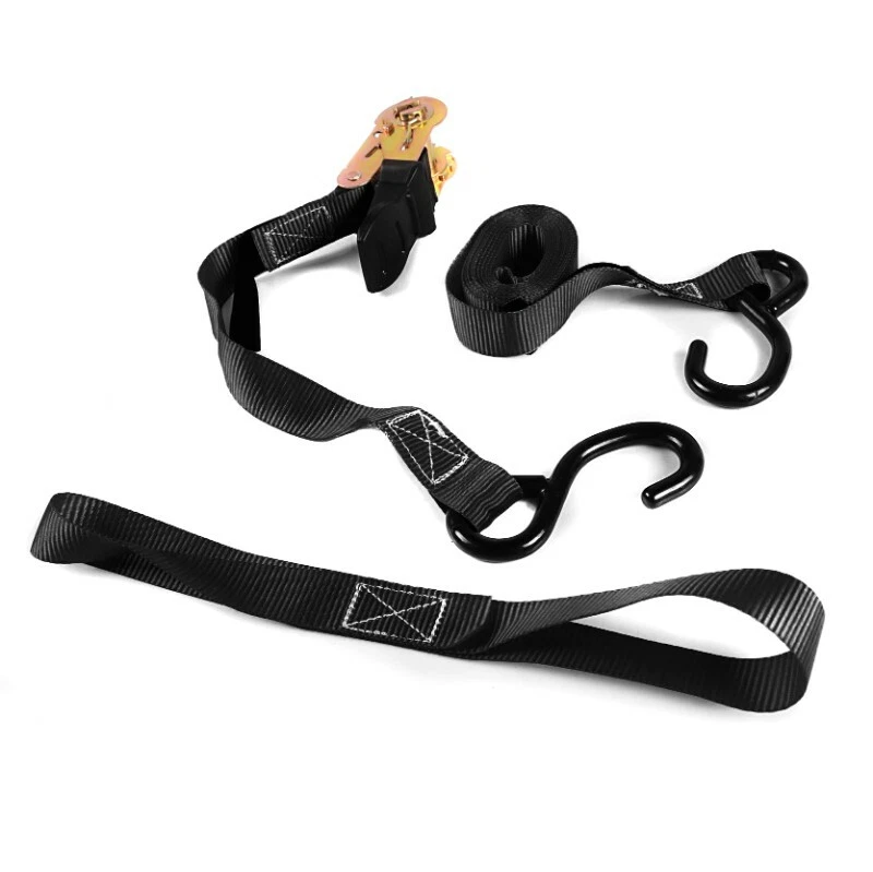 Cinghie a cricchetto moto con ganci e occhielli di ancoraggio set 4x nero - Imagen 3 de 4