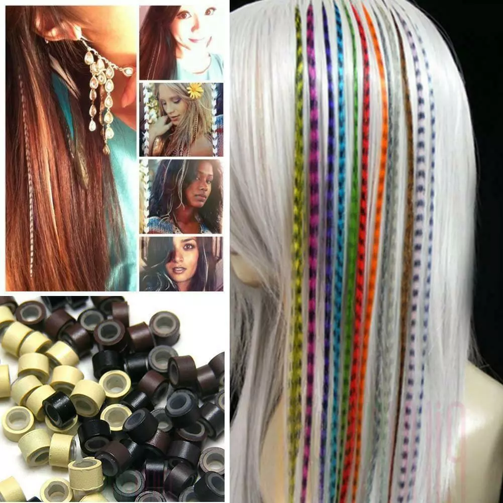 Feather Hair Extension Kit With 20 Feathers +50 Beads Best Nice