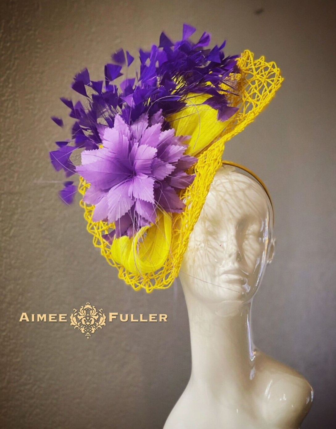 Purple Lavender Yellow Silk Fascinator Royal Ascot Hat Kentucky Derby Del Mar image 8