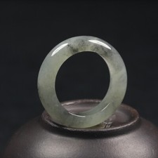 Size 6.5 Certified Grade A 100 Natural Black Green Icy Jadeite Jade Ring S04773