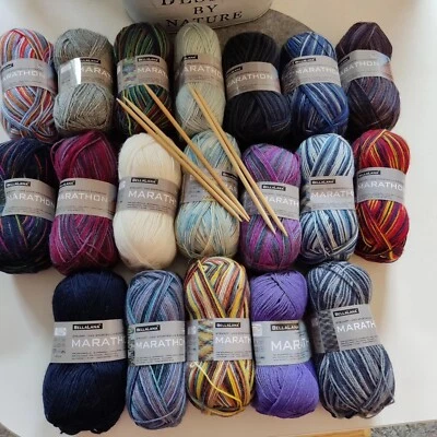 BELLALANA Sockenwolle 4f einzel als 50g Knäuel Marathon u Sprint.