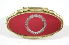 Vintage Diamond Cut Red Mon Image Flip Up Mirror Lipstick Holder Paris Presents