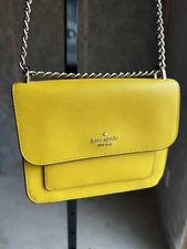 Kate Spade Remi Flap Yellow Leather Crossbody Gold Chain Strap