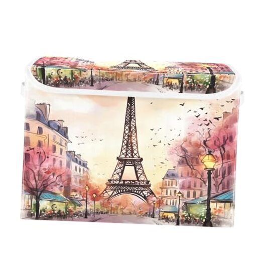 Storage Bins with Lids and Carrying 16.5*12.6*11.8 inch Watercolor Paris