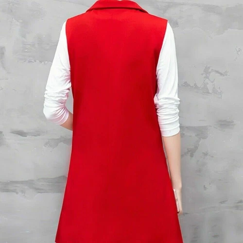 Gilet donna tuta gilet lungo smanicato blazer giacca spolverino cappotto cardigan - Foto 10 di 15