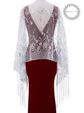 Women's Shawls and Wraps for Evening Dresses Sparkling Sequin Wedding Scarf F...