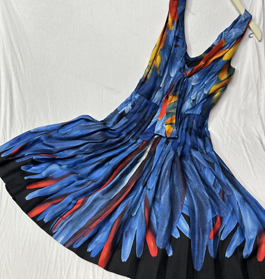 Prada Multi-Color Silk Pleated Asymmetrical Dress Size 38