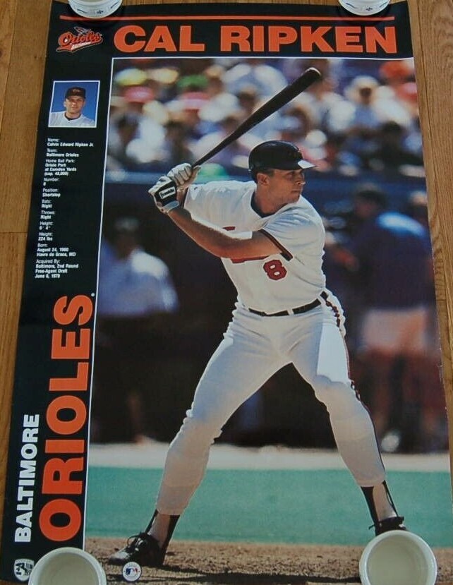 VINTAGE 1992 NORMAN JAMES MLB BALTIMORE ORIOLES CAL RIPKEN POSTER