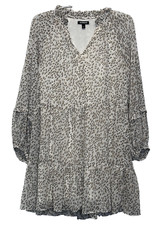 Express Women's Smocked Dress Sheer Ruffle Animal Print Long Sleeve Size M