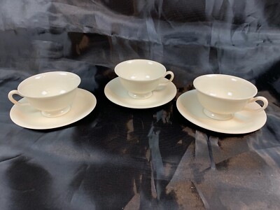 CASTLETON china Coffee Set Cream Colored Set of 3 with Saucers - 3619