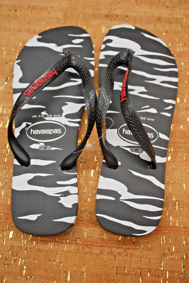 Havaianas Flipflop Sandals Shoes W Size 9/10 Black/White New Beach Summer Resort