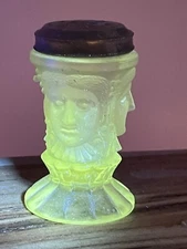Antique George Duncan Frosted Glowing Glass Three Face Salt Shaker. c.1895 Stars