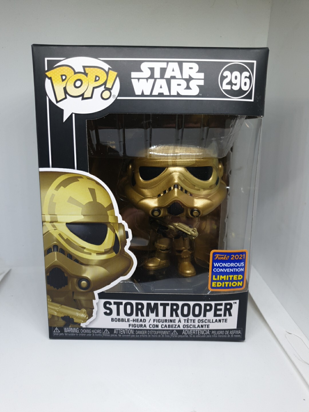 Funko Pop 2021! Wonderous Con Exclusivo Star Wars #296 - Golden Stormtrooper
