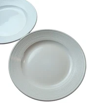Mainstays White Dinner Plate 11 1/4” Embossed Rings Set Of 2