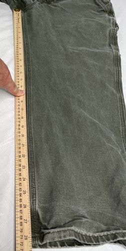 VTG Carhartt Carpenter Pants Men’s 36x29 Canvas Dungaree Fit B11 MOS Olive - Picture 4 of 10