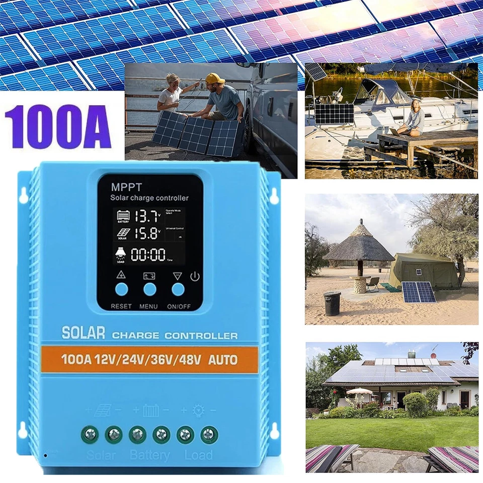 Controlador de carga solar 4800W 100A MPPT 12V/24V/36V/48V regulador fotovoltaico batería NUEVO Foto 3 de 4