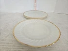 3 Anchor Hocking Swirl Gold Rim Milk Glass 10” Dinner Plates FREE SHIPPING