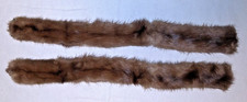 2 VINTAGE LINED BROWN MINK FUR PIECES COLLARS 