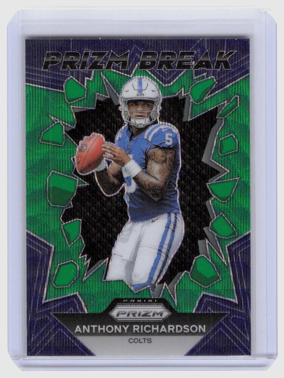 2023 Panini Prizm #PB-4 Anthony Richardson Prizm Break Prizms Green Wave