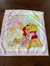 Winnie the Pooh Nursery Throw Blanket w Piglet Butterflies Flowers 36x40"