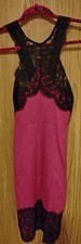 GUESS Pink/Black Lace Chemise Dress Scoop Neck Sleeveless Zip XS