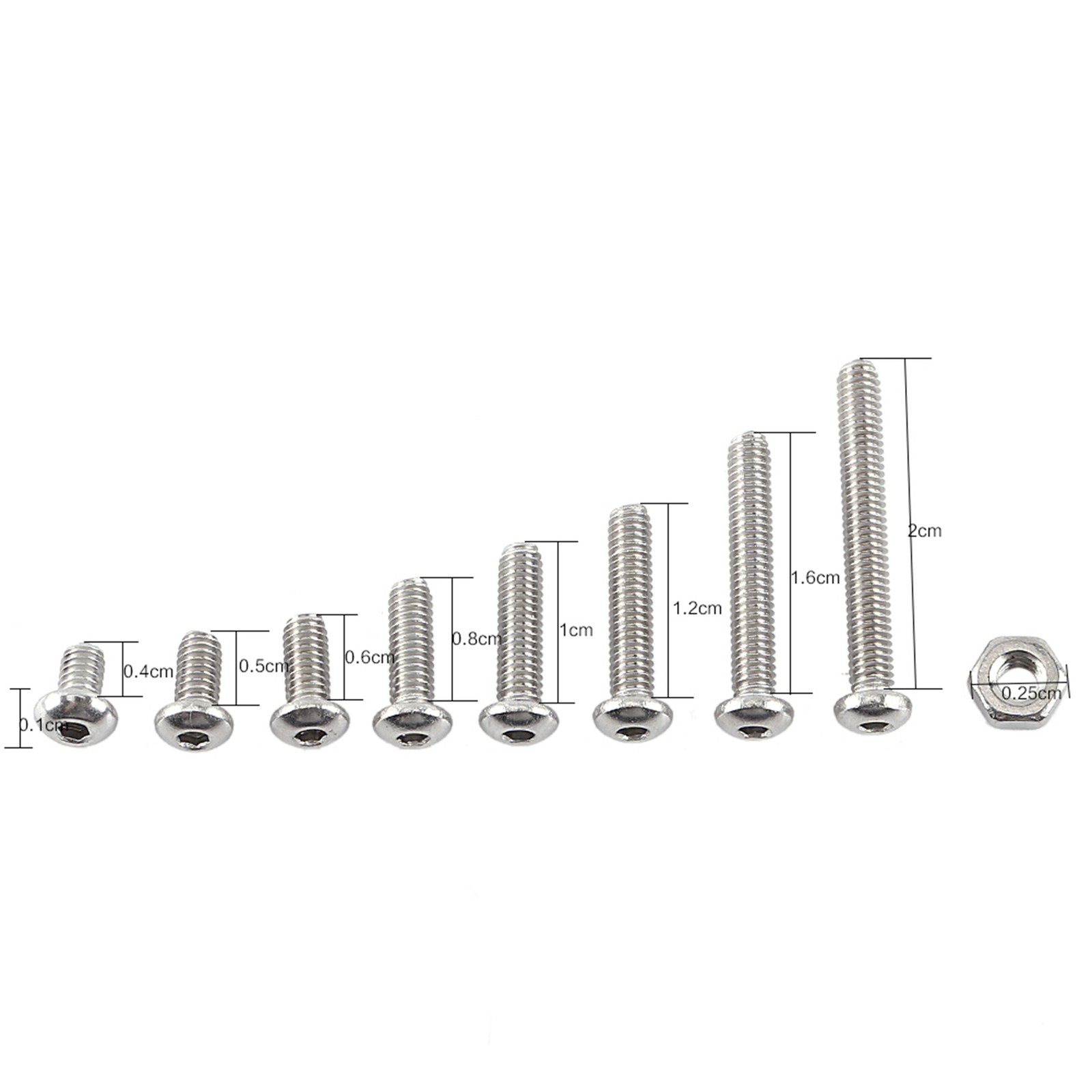`M2.5 A2 Hex Socket Screws Bolt And Hex Nuts Assortment Button Head