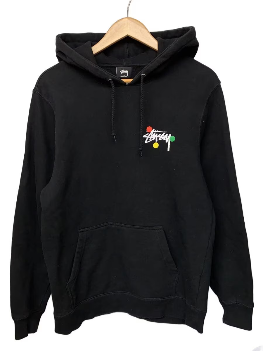 STUSSY Hoodie, Size S, Cotton, Black, Print, Z4000sas19