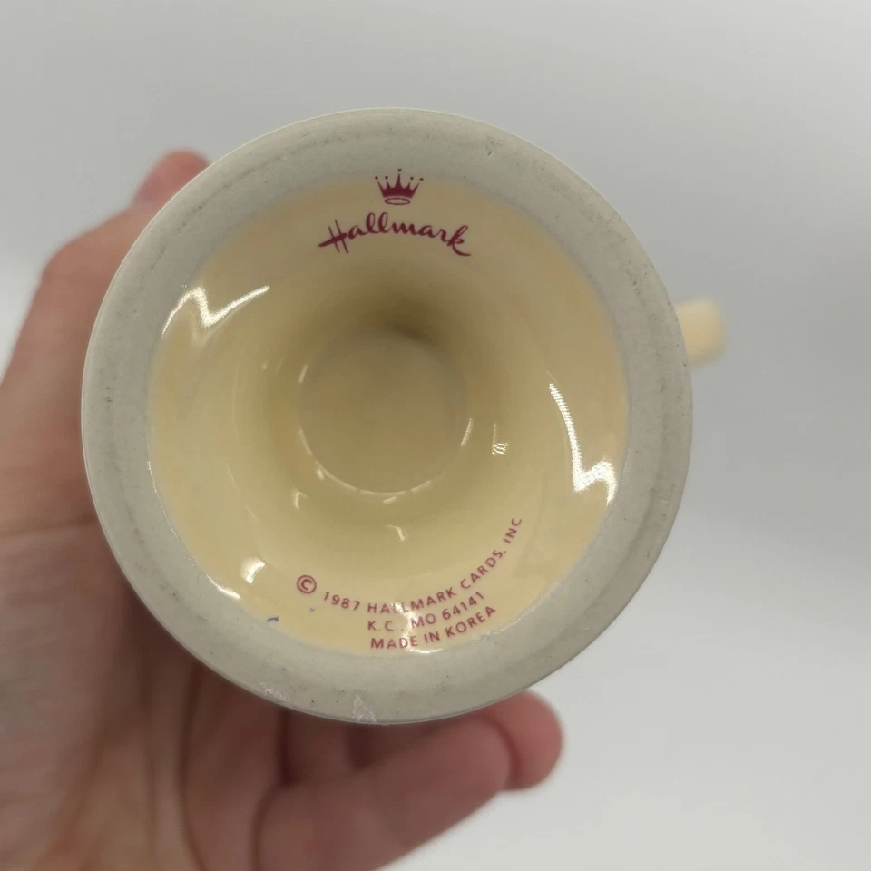 Hallmark 1987 Conjunto de 2 Canecas com Pés Cena de Vila de Inverno Cartões Vintage - Imagem 3 de 4