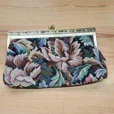 Vintage Floral Tapestry Clutch Bag 8.5"X5"