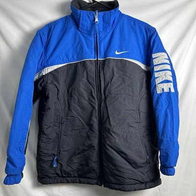 Nike Jacket Boys Large Hooded Reversible Winter Puffer Spell Out Swoosh 216110