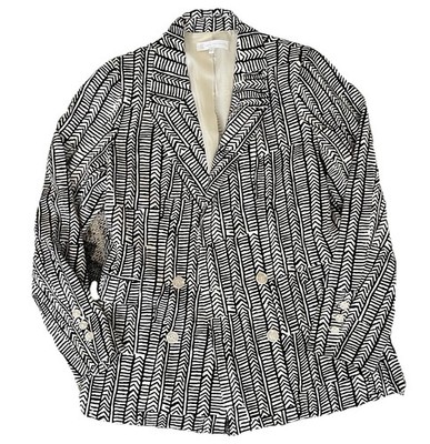 Corey Lynn Calter Blazer Jacket Womens L Black White Geometric Print Lined