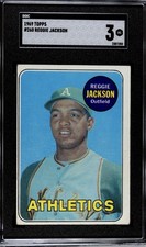 1969 TOPPS #260 REGGIE JACKSON RC ATHLETICS HOF SGC 3 ROOKIE YANKEES VG