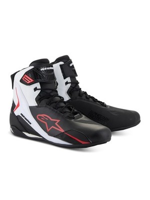 Alpinestars Faster 4 black white red Gr. 47 EU kurze Motorradschuhe weiß rot