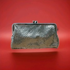 Vintage Whiting Davis Gold/Silver Mesh Evening Clutch Purse Kiss Lock Bag
