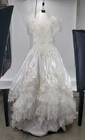 Vintage San Martin Embroidered Wedding Dress Bridal Gown w/Train Sleeves 1980's