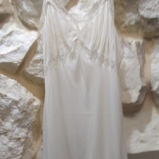 Vintage White Lace Trim Slip Petticoat Adjustable Straps medium