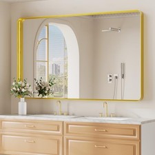 Wall Mirror for Bathroom, 36x60 Inch Matte Deep Framed 36"L x 60"W Gold